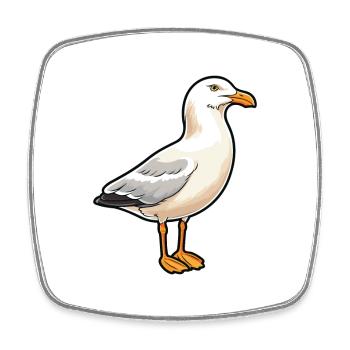 Seagull Cartoon Kawaii Watercolor Illustration - Square fridge magnet - white - Front