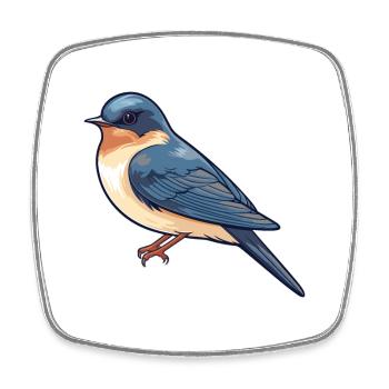 Schwalbenkarikatur Kawaii Aquarellillustration - Viereckiger Kühlschrankmagnet - Weiß - Vorne