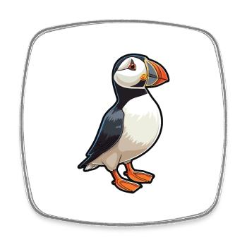 Puffin Cartoon Kawaii Aquarelle Illustration - Magnet carré - blanc - Devant