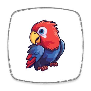 Rosella Cartoon Kawaii Aquarelle Illustration - Magnet carré - blanc - Devant