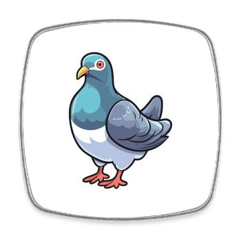 Pigeon Cartoon Kawaii Watercolor Illustration - Square fridge magnet - white - Front