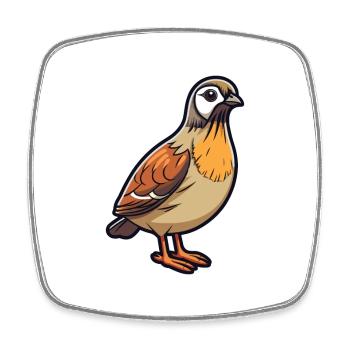 Quail Cartoon Kawaii Watercolor Illustration - Square fridge magnet - white - Front