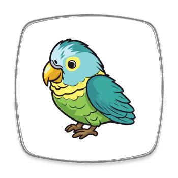 Sittich-Karikatur-Kawaii-Aquarell-Illustration - Viereckiger Kühlschrankmagnet - Weiß - Vorne
