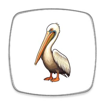 Pelican Cartoon Kawaii Watercolor Illustration - Square fridge magnet - white - Front
