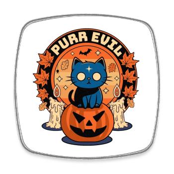 Purr Evil Funny Halloween Cat - Magnet carré - blanc - Devant