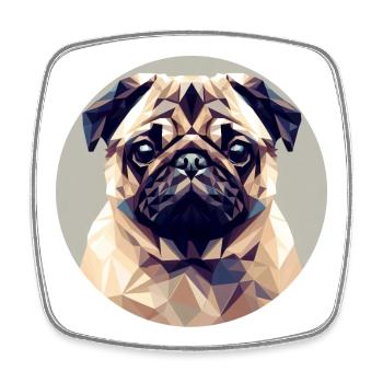 Hund Mops Polygon Geometrie - Viereckiger Kühlschrankmagnet - Weiß - Vorne