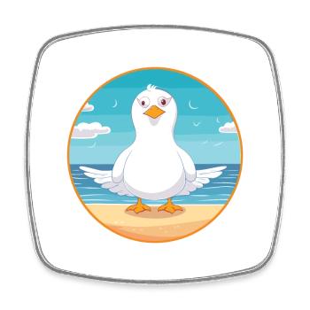 Möwe Karikatur Yoga Strand Sommer Illustration - Viereckiger Kühlschrankmagnet - Weiß - Vorne