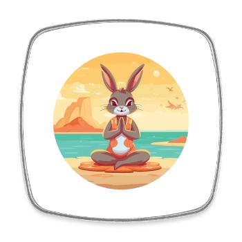 Kaninchen Cartoon Yoga Strand Sommer Illustration - Viereckiger Kühlschrankmagnet - Weiß - Vorne