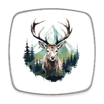 Hirsch Reh Wald Berg Bäume Natur Winter - Viereckiger Kühlschrankmagnet - Weiß - Vorne