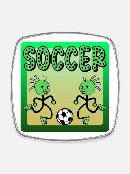 Kinderfußball - Viereckiger Kühlschrankmagnet - Weiß