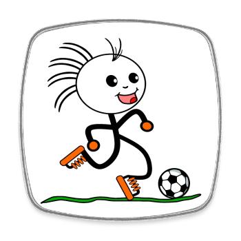 STICK FIGURE SOCCER PLAYER - SPORTS - Square fridge magnet - white - Front