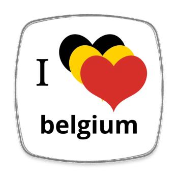 i love belgium typography design  - Magnet carré - blanc - Devant