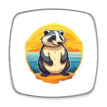 Dachs lustige Karikatur Kawaii Strand Illustration - Viereckiger Kühlschrankmagnet - Weiß - Vorne