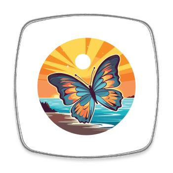 Schmetterling Lustige Karikatur Kawaii Strand Illustration - Viereckiger Kühlschrankmagnet - Weiß - Vorne