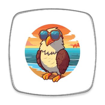 Adler Lustige Karikatur Kawaii Strand Illustration - Viereckiger Kühlschrankmagnet - Weiß - Vorne