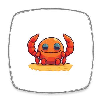 Craw Funny Cartoon Kawaii Beach Illustration - Square fridge magnet - white - Front