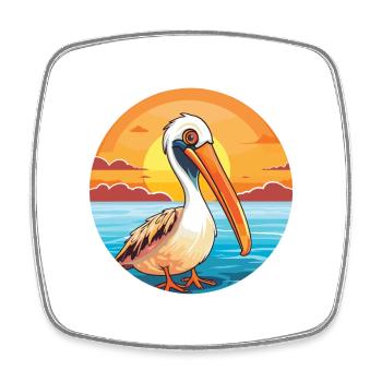 Pelikan Lustige Karikatur Kawaii Strand Illustration - Viereckiger Kühlschrankmagnet - Weiß - Vorne