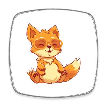 Fuchs Lustige Karikatur Kawaii Strand Illustration - Viereckiger Kühlschrankmagnet - Weiß - Vorne