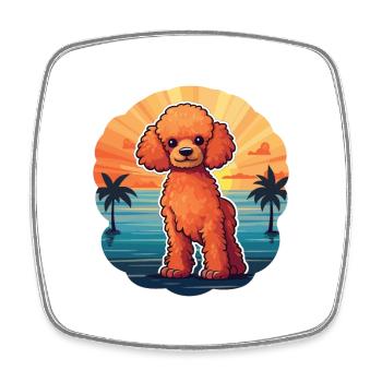 Pudel Hund Lustige Karikatur Kawaii Strand Illustration - Viereckiger Kühlschrankmagnet - Weiß - Vorne