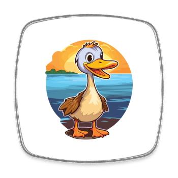 Gans lustige Karikatur Kawaii Strand Illustration - Viereckiger Kühlschrankmagnet - Weiß - Vorne