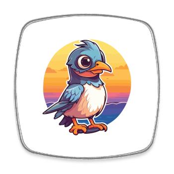 Jay Lustige Karikatur Kawaii Beach Illustration - Viereckiger Kühlschrankmagnet - Weiß - Vorne