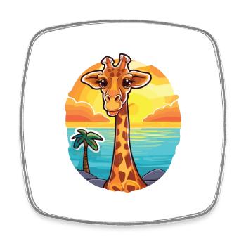 Giraffe Lustige Karikatur Kawaii Strand Illustration - Viereckiger Kühlschrankmagnet - Weiß - Vorne