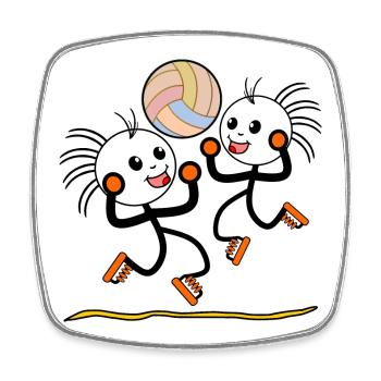 VOLLEYBALL SPORT FLATBED STICK FIGURE - Square fridge magnet - white - Front