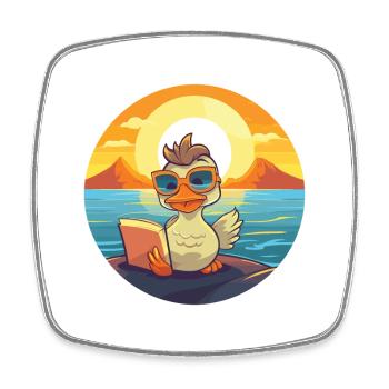Ente Niedlich Lustige Karikatur Kawaii Buch Strand - Viereckiger Kühlschrankmagnet - Weiß - Vorne
