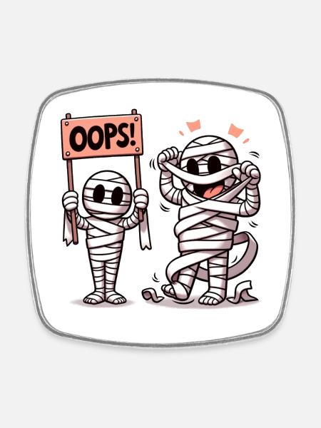 Chaotic Mummies - Square fridge magnet - white