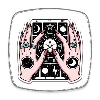 Main de Tarot - Magnet carré - blanc - Devant
