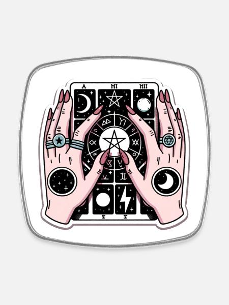 Tarot-Hand - Viereckiger Kühlschrankmagnet - Weiß