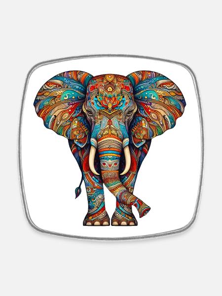 Éléphant - Magnet carré - blanc