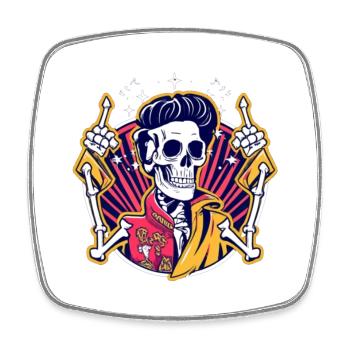 Neon Skull Rockabilly Duel - Square fridge magnet - white - Front