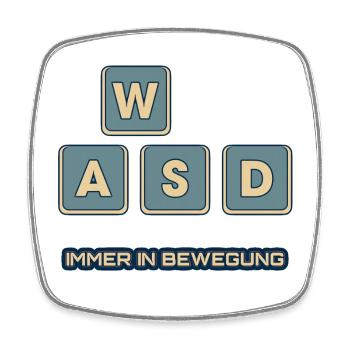 WASD - immer in Bewegung - Viereckiger Kühlschrankmagnet - Weiß - Vorne