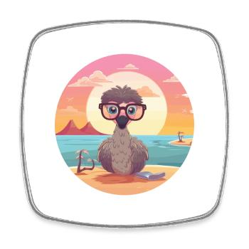 Strauß Niedlich Lustige Karikatur Kawaii Buch Strand - Viereckiger Kühlschrankmagnet - Weiß - Vorne