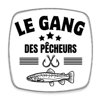 pêche, canne à pêche, fan de pêche - Magnet carré - blanc - Devant