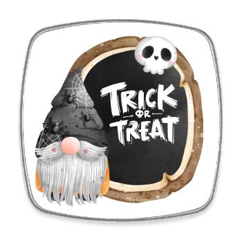 Halloween, trick or treat, gnome - Square fridge magnet - white - Front