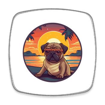 Mopshund niedliche lustige Karikatur kawaii Buch Strand - Viereckiger Kühlschrankmagnet - Weiß - Vorne