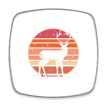 Cerf rétro du coucher du soleil - Magnet carré - blanc - Devant