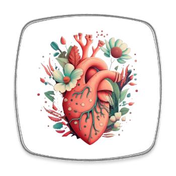 Heart Bloom Botanisch - Viereckiger Kühlschrankmagnet - Weiß - Vorne