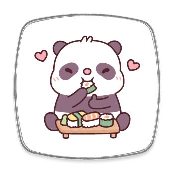 Süßer Panda liebt es, japanisches Sushi zu essen - Viereckiger Kühlschrankmagnet - Weiß - Vorne