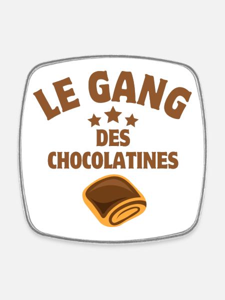 pain au chocolat, chocolatine, boulanger - Magnet carré - blanc