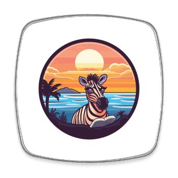 Zebra Niedlich Lustige Karikatur Kawaii Buch Strand - Viereckiger Kühlschrankmagnet - Weiß - Vorne