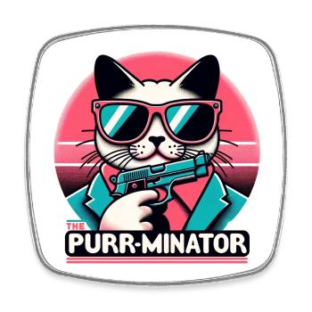 The Purr-minator - Square fridge magnet - white - Front