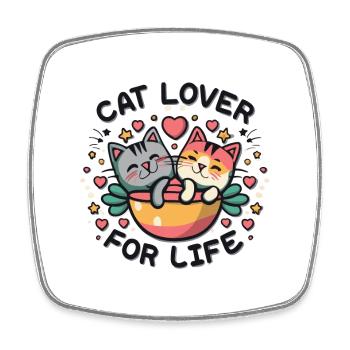Cat lover for life - Viereckiger Kühlschrankmagnet - Weiß - Vorne