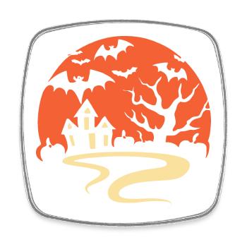 Spooky Halloween Night - Square fridge magnet - white - Front