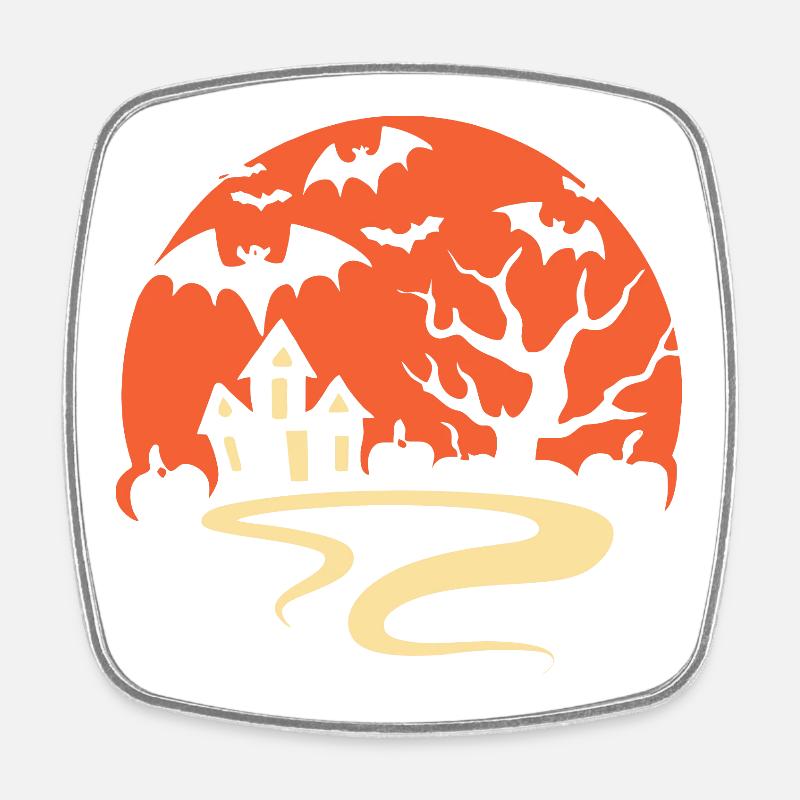 Spooky Halloween Night - Square fridge magnet - white