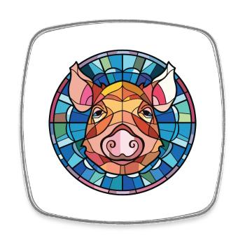 Cochon Aquarelle colorée Animal animal de compagnie Illustration - Magnet carré - blanc - Devant