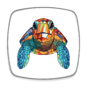 Sea Turtle Colorful Watercolor Animal Illustration - Square fridge magnet - white - Front