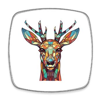 Roe Deer Colorful Watercolor Animal Illustration - Square fridge magnet - white - Front